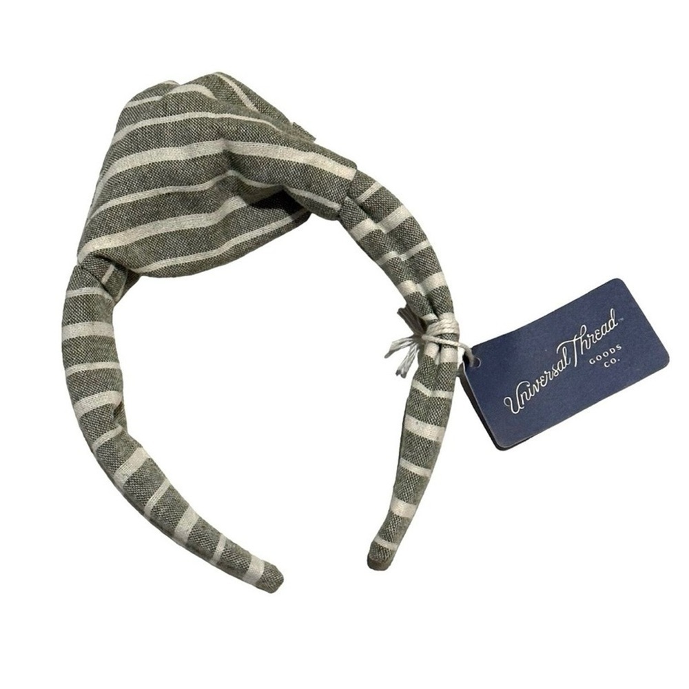 Universal Thread Headband Green White Stripe